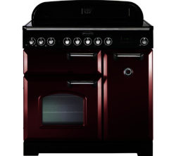 RANGEMASTER  Classic Deluxe 90 Electric Ceramic Range Cooker - Cranberry and Chrome